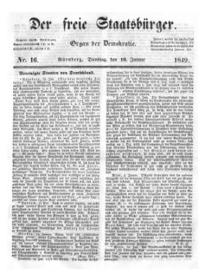 Der freie Staatsbürger Dienstag 16. Januar 1849