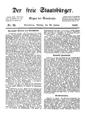 Der freie Staatsbürger Montag 22. Januar 1849