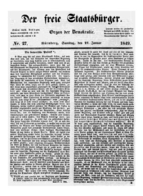 Der freie Staatsbürger Samstag 27. Januar 1849