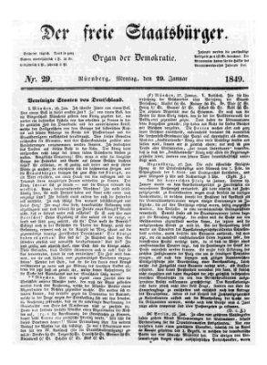 Der freie Staatsbürger Montag 29. Januar 1849