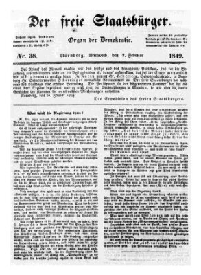 Der freie Staatsbürger Mittwoch 7. Februar 1849