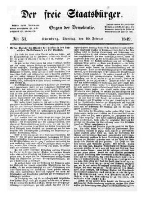 Der freie Staatsbürger Dienstag 20. Februar 1849