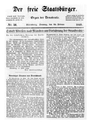 Der freie Staatsbürger Sonntag 25. Februar 1849