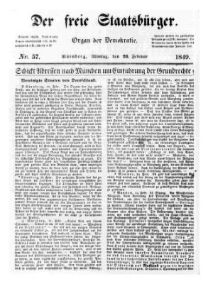 Der freie Staatsbürger Montag 26. Februar 1849