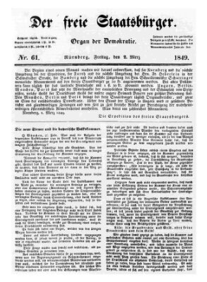 Der freie Staatsbürger Freitag 2. März 1849