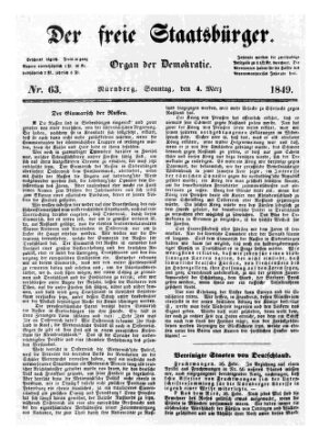 Der freie Staatsbürger Sonntag 4. März 1849