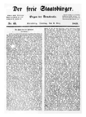 Der freie Staatsbürger Dienstag 6. März 1849