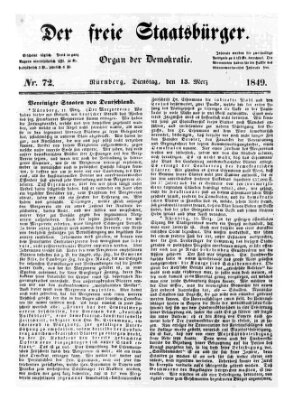 Der freie Staatsbürger Dienstag 13. März 1849