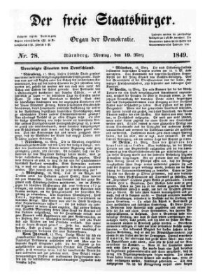 Der freie Staatsbürger Montag 19. März 1849