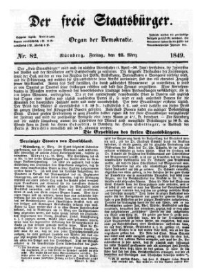 Der freie Staatsbürger Freitag 23. März 1849