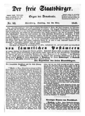 Der freie Staatsbürger Samstag 24. März 1849