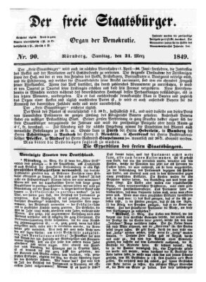 Der freie Staatsbürger Samstag 31. März 1849