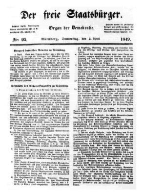 Der freie Staatsbürger Donnerstag 5. April 1849