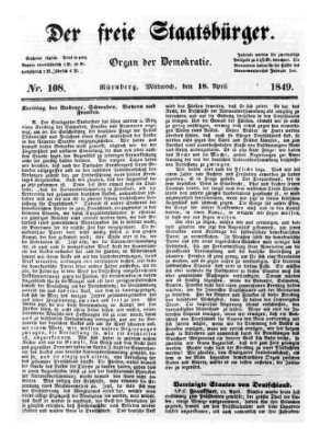 Der freie Staatsbürger Mittwoch 18. April 1849