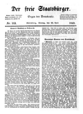 Der freie Staatsbürger Montag 23. April 1849