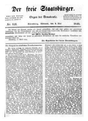 Der freie Staatsbürger Mittwoch 2. Mai 1849