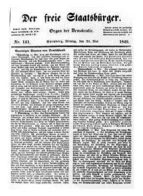 Der freie Staatsbürger Montag 21. Mai 1849