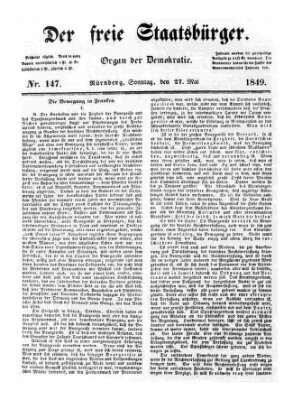 Der freie Staatsbürger Sonntag 27. Mai 1849