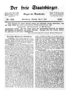 Der freie Staatsbürger Montag 4. Juni 1849