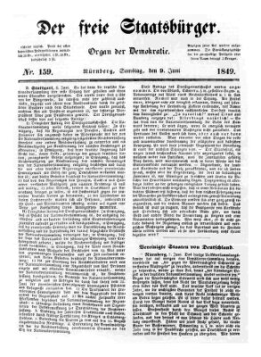 Der freie Staatsbürger Samstag 9. Juni 1849