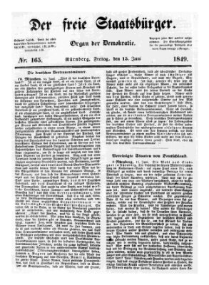 Der freie Staatsbürger Freitag 15. Juni 1849