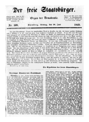 Der freie Staatsbürger Montag 18. Juni 1849