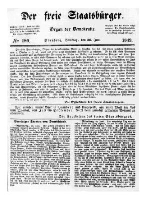 Der freie Staatsbürger Samstag 30. Juni 1849