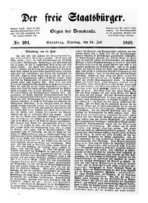 Der freie Staatsbürger Samstag 21. Juli 1849