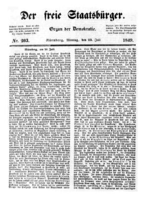 Der freie Staatsbürger Montag 23. Juli 1849