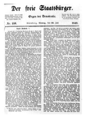 Der freie Staatsbürger Montag 30. Juli 1849