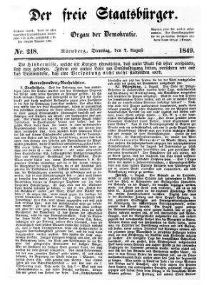 Der freie Staatsbürger Dienstag 7. August 1849