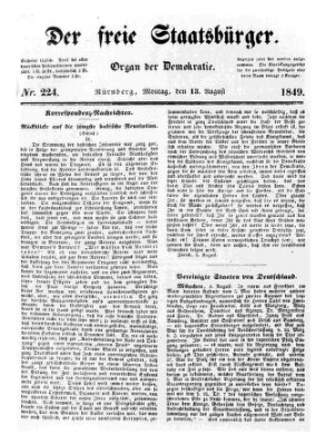 Der freie Staatsbürger Montag 13. August 1849