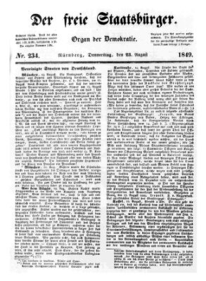 Der freie Staatsbürger Donnerstag 23. August 1849