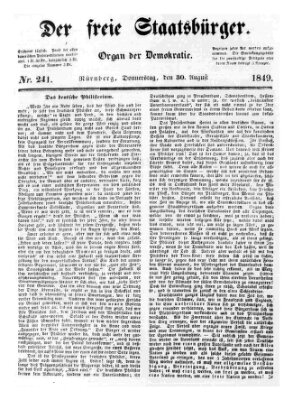 Der freie Staatsbürger Donnerstag 30. August 1849