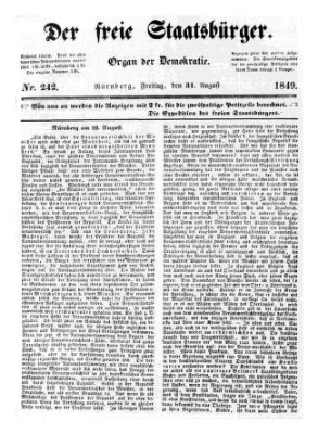 Der freie Staatsbürger Freitag 31. August 1849