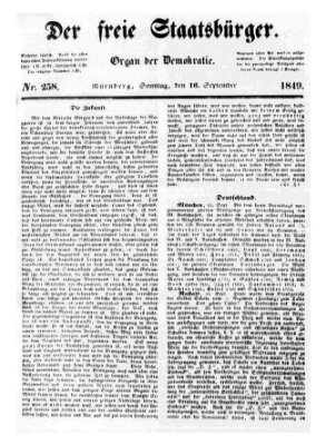 Der freie Staatsbürger Sonntag 16. September 1849