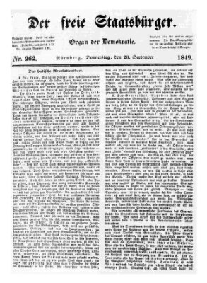 Der freie Staatsbürger Donnerstag 20. September 1849