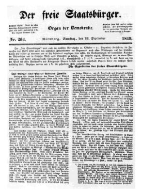 Der freie Staatsbürger Samstag 22. September 1849