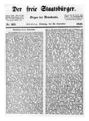 Der freie Staatsbürger Sonntag 23. September 1849