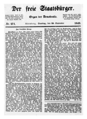 Der freie Staatsbürger Samstag 29. September 1849