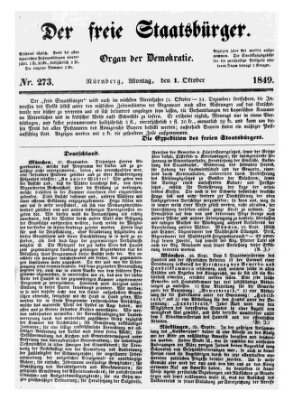 Der freie Staatsbürger Montag 1. Oktober 1849