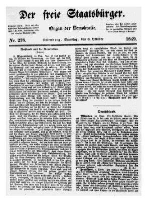 Der freie Staatsbürger Samstag 6. Oktober 1849