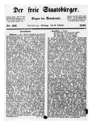 Der freie Staatsbürger Montag 8. Oktober 1849