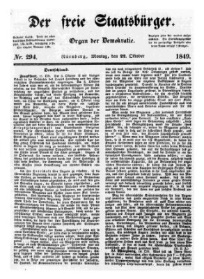 Der freie Staatsbürger Montag 22. Oktober 1849