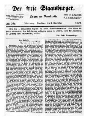 Der freie Staatsbürger Samstag 3. November 1849