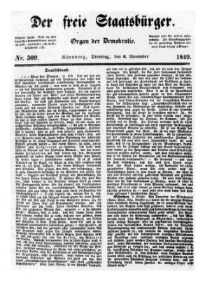 Der freie Staatsbürger Dienstag 6. November 1849