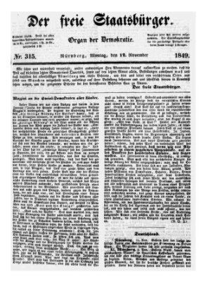 Der freie Staatsbürger Montag 12. November 1849