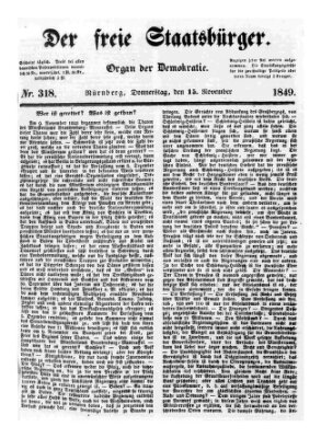 Der freie Staatsbürger Donnerstag 15. November 1849