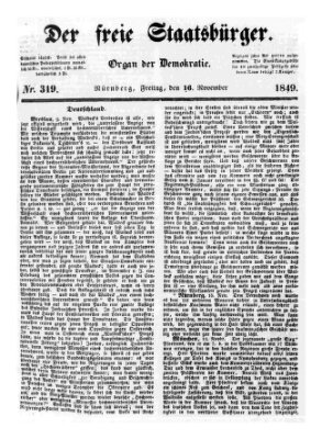 Der freie Staatsbürger Freitag 16. November 1849