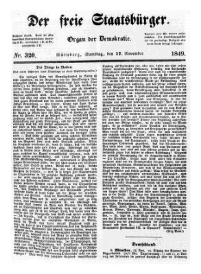 Der freie Staatsbürger Samstag 17. November 1849